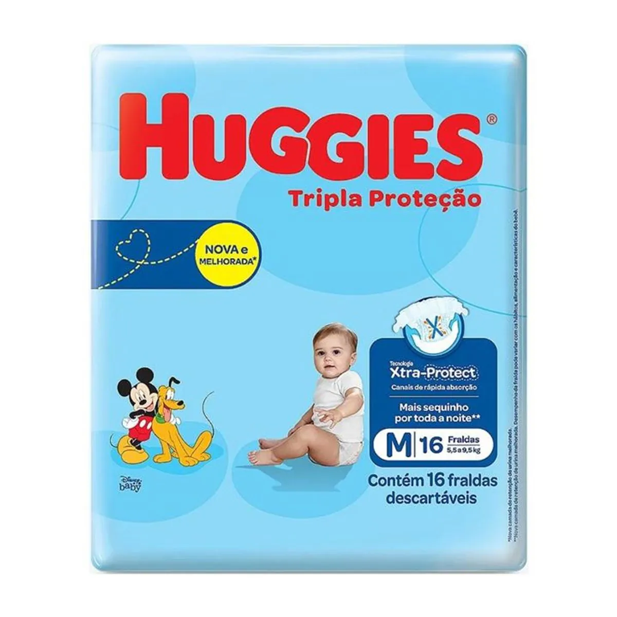 Fralda Descartavél Huggies Tamanho M Tripla Proteção Jumbinho com 16 Unidades