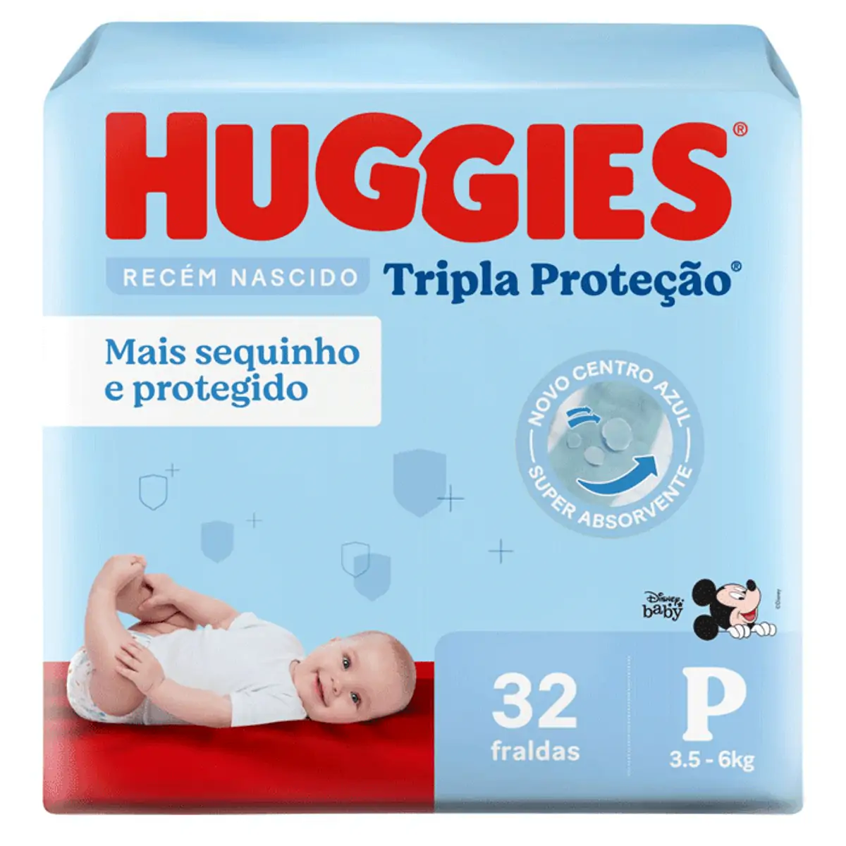 Fralda Descartável Recém Nascido Huggies Tripla Proteção P Pacote 32 Unidades