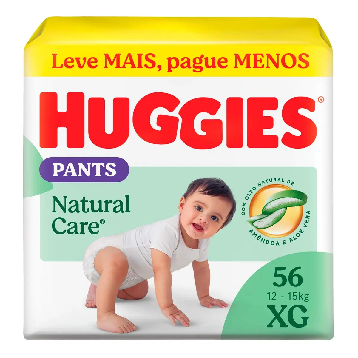 Fralda Descartável Infantil Roupinha Huggies Natural Care Xg Pacote 56 Unidades