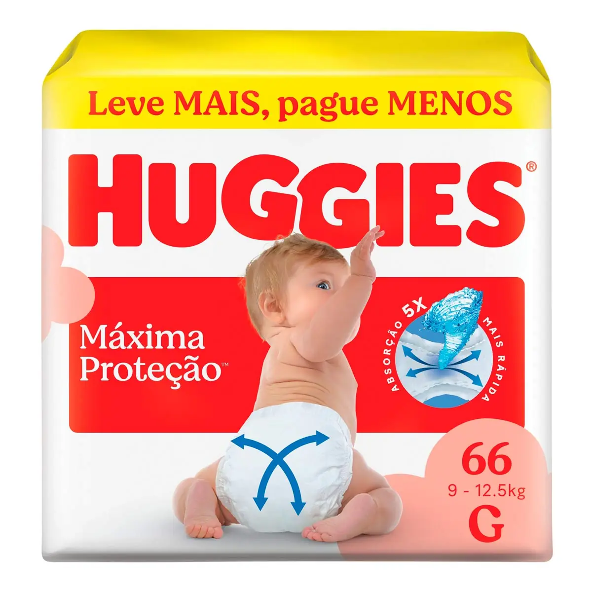 Fralda Descartável HUGGIES Máxima Proteção G 66 Unidades