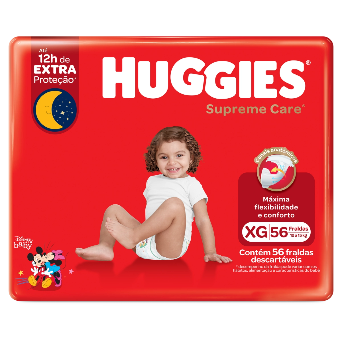 Fralda Descartável Infantil Huggies Supreme Care Xg Pacote 56 Unidades