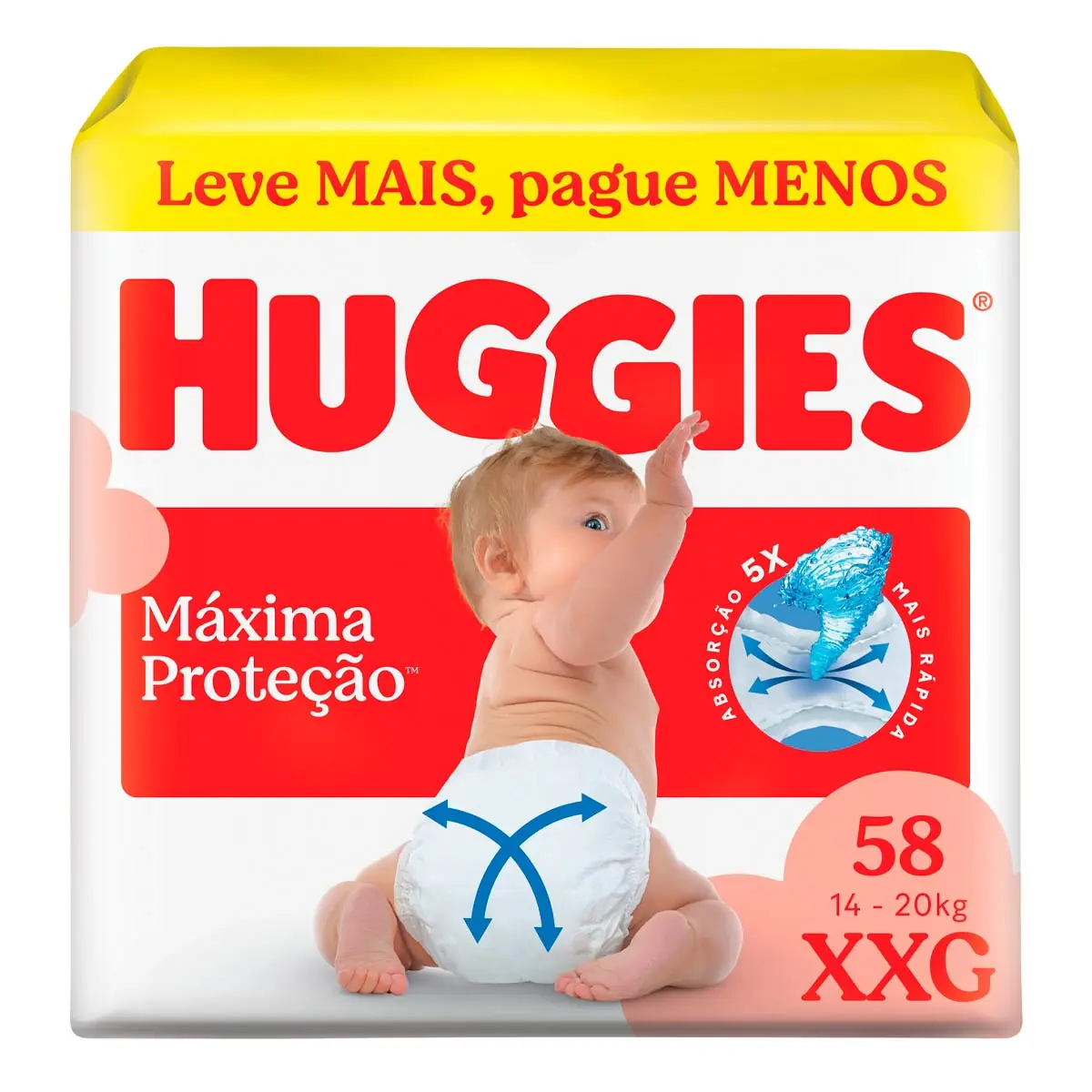 Fralda Descartável HUGGIES Máxima Proteção XXG 58 Unidades