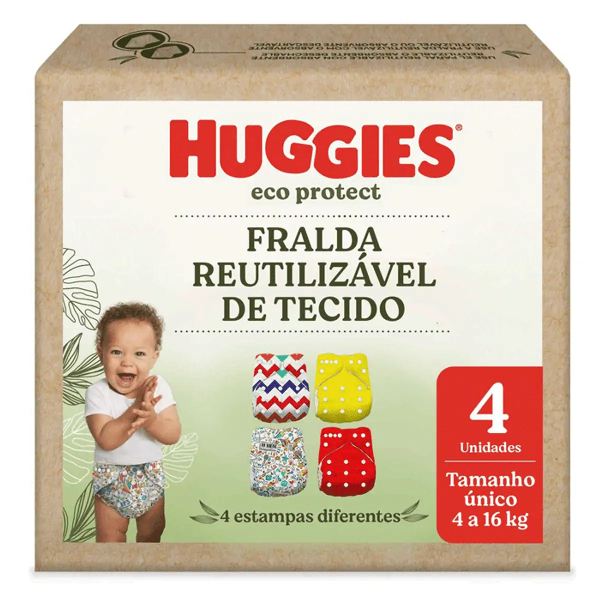 Fralda Infantil Reutilizável Huggies Eco Protect Tamanho único Caixa 4 Unidades