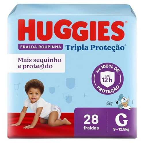 Fralda Descartável Infantil Roupinha Huggies Tripla Proteção G Pacote 28 Unidades