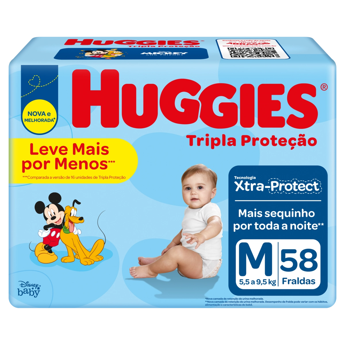 Fralda Descartável Infantil Huggies Tripla Proteção M Pacote 58 Unidades Leve Mais Pague Menos