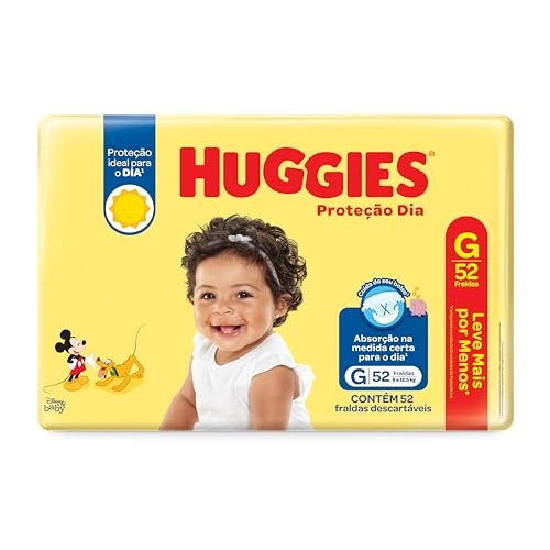 Fralda Descartável Infantil Huggies Proteção Dia G Pacote 52 Unidades Leve Mais Pague Menos