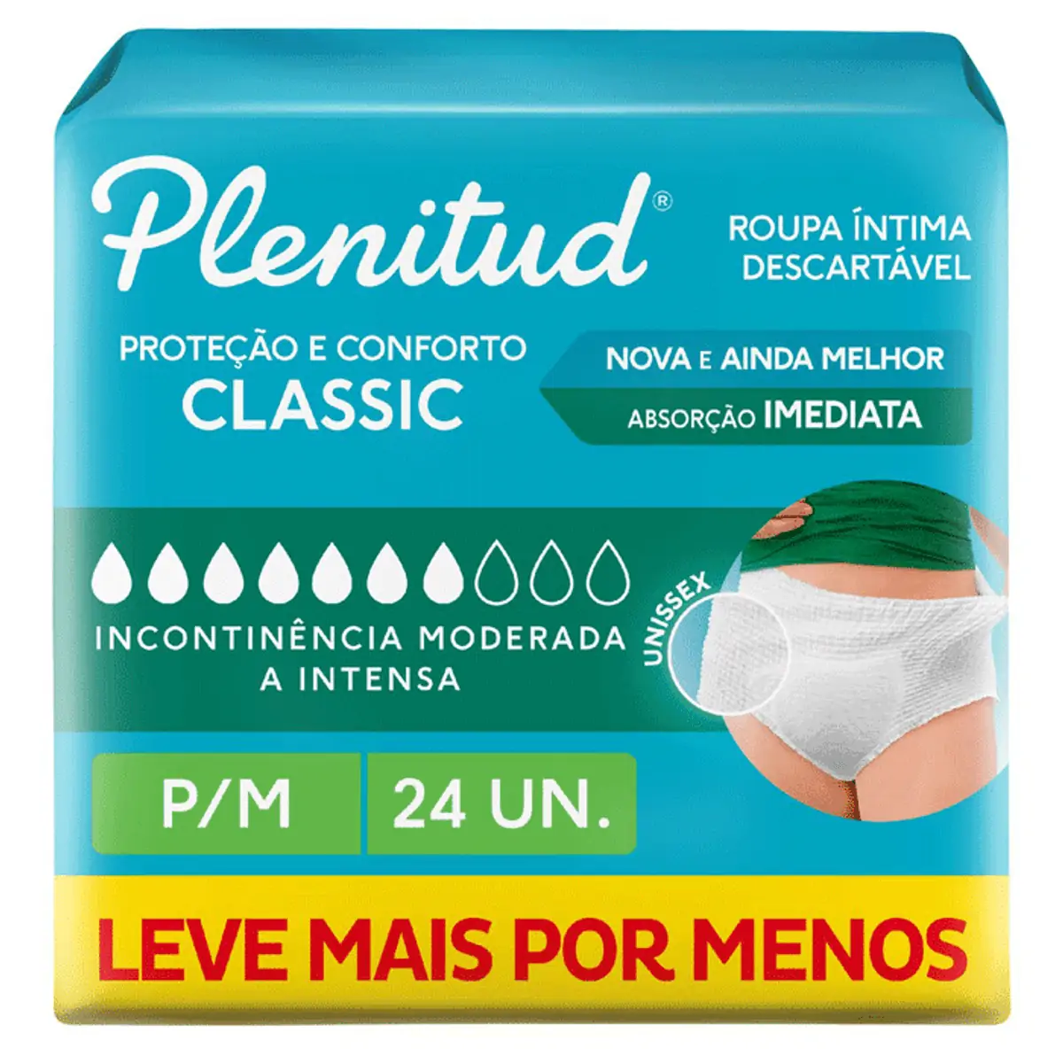 Roupa íntima Descartável Unissex Plenitud Classic P/m Pacote 24 Unidades Leve Mais Pague Menos