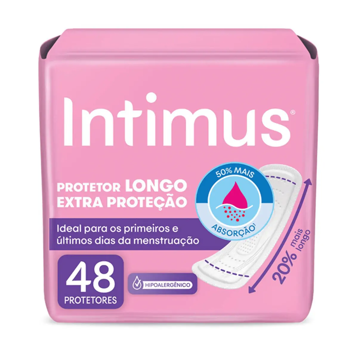 Protetor Diário Sem Abas Longo Intimus Extra Proteção Pacote 48 Unidades