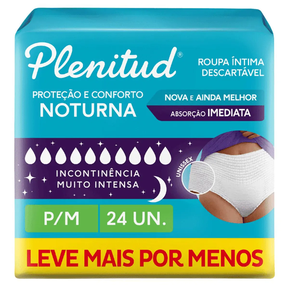 Roupa íntima Descartável Unissex Plenitud Noturna P/m Pacote 24 Unidades Leve Mais Pague Menos
