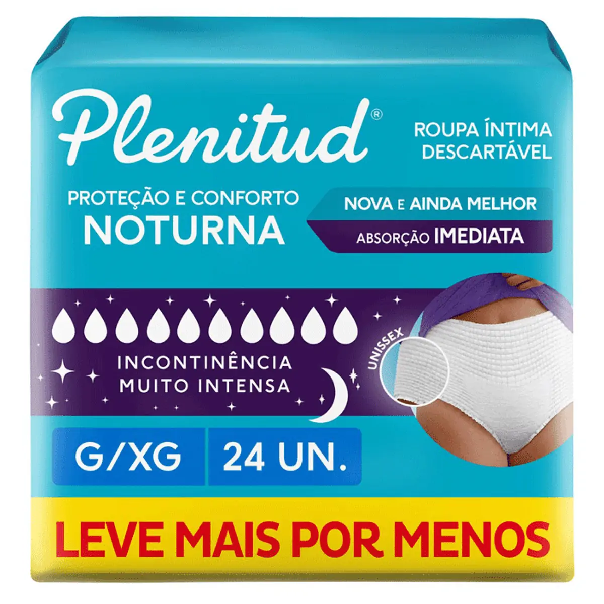 Roupa íntima Descartável Unissex Plenitud Noturna G/xg Pacote 24 Unidades Leve Mais Pague Menos