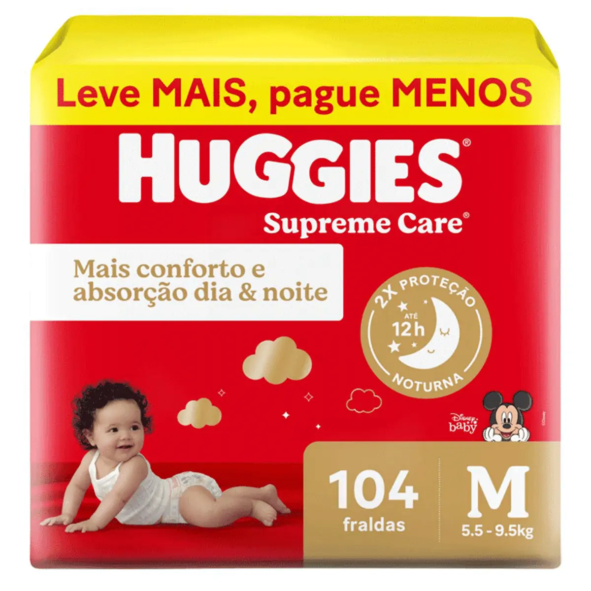 Fralda Descartável Infantil Huggies Supreme Care M Pacote 104 Unidades Leve Mais Pague Menos