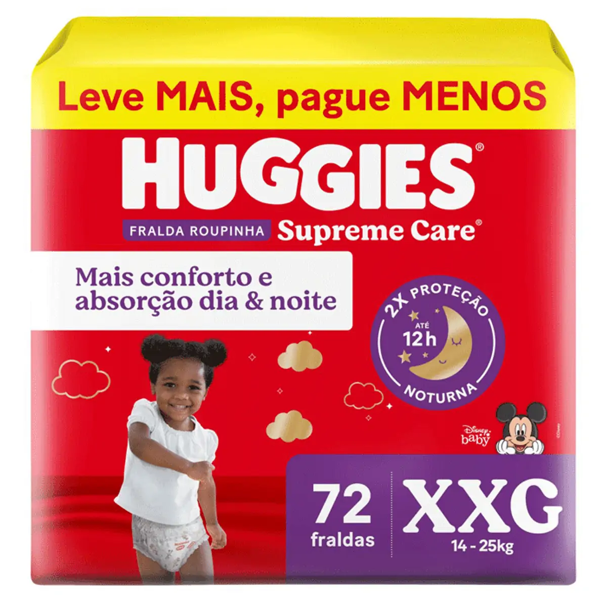 Fralda Descartável Infantil Roupinha Huggies Supreme Care Xxg Pacote 72 Unidades Leve Mais Pague Men