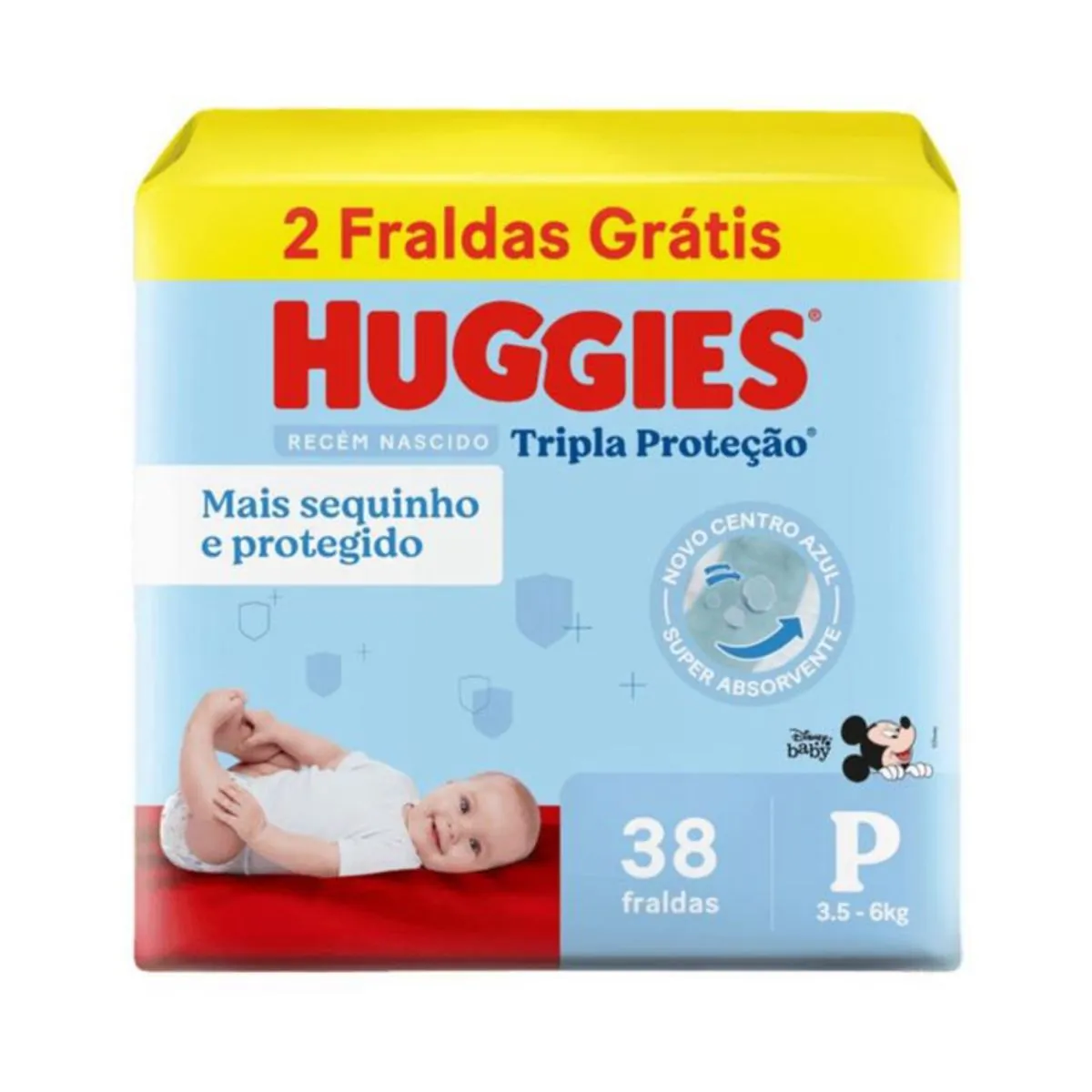 Fralda Descartável Recém Nascido Huggies Tripla Proteção P Pacote 38 Unidades Grátis 2 Fraldas