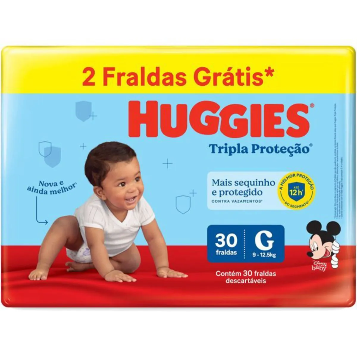 Fralda Descartável Infantil Huggies Tripla Proteção G Pacote 30 Unidades Grátis 2 Fraldas