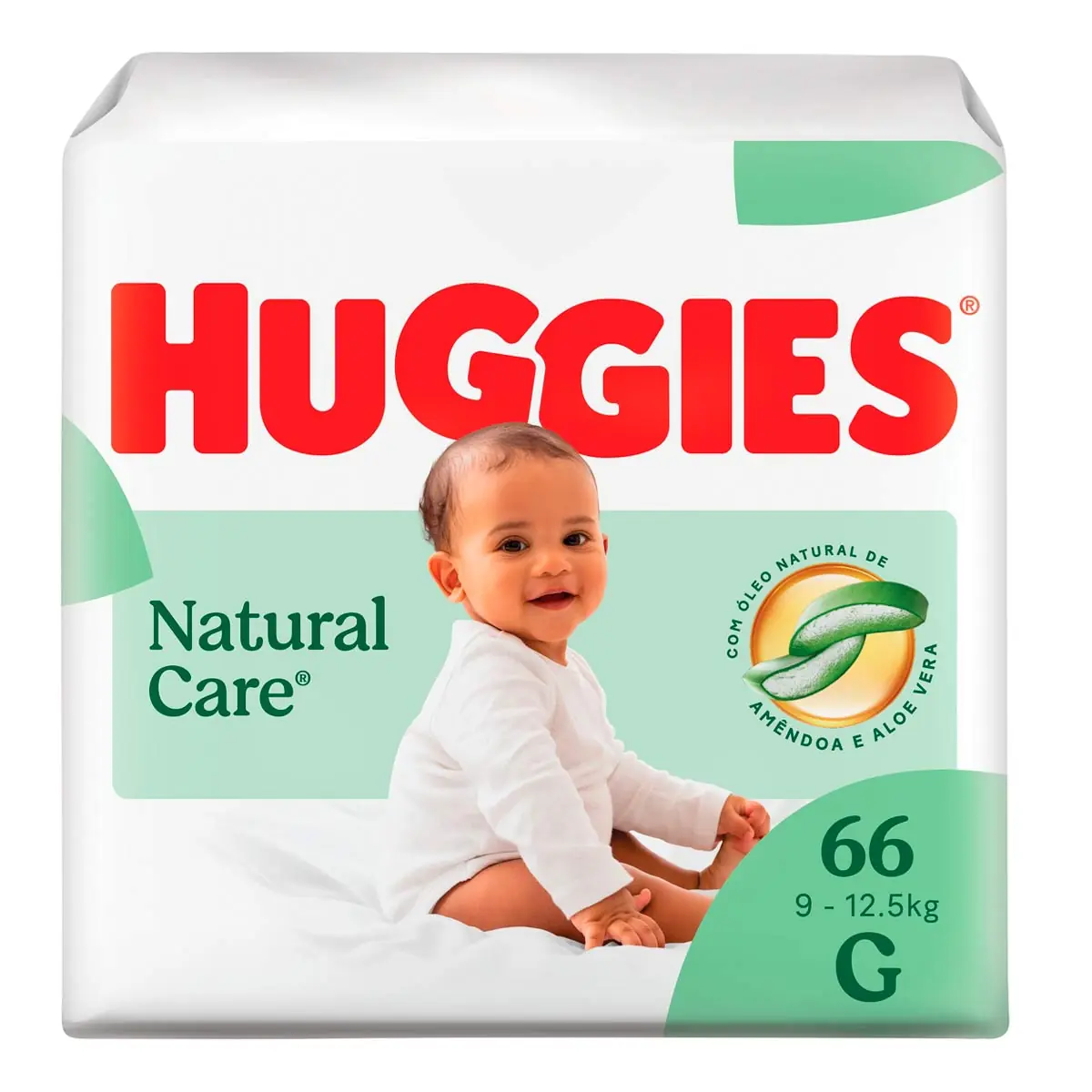 Fralda Descartável Infantil Huggies Natural Care G Pacote 66 Unidades