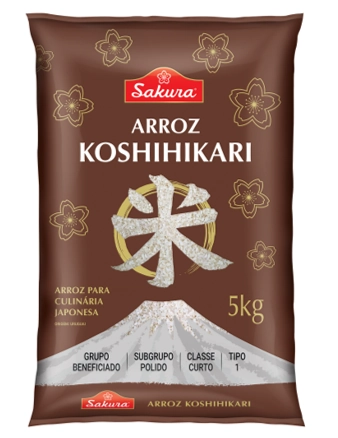 Arroz Koshihikari Tipo 1 Para Culinária Oriental Sakura Pacote 5kg