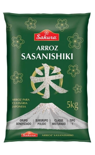 Arroz Sasanishiki Tipo 1 Para Culinária Oriental Sakura Pacote 5kg