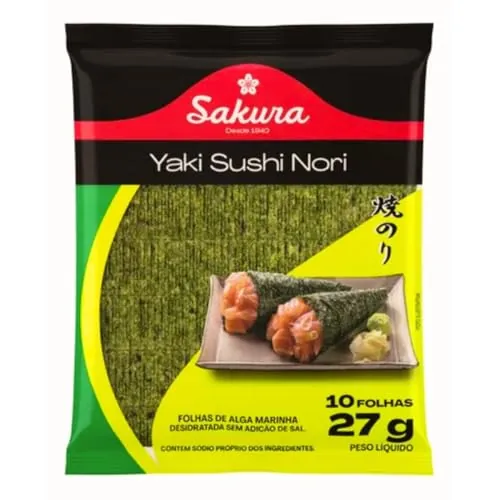 Folha De Alga Marinha Desidratada Sakura Pacote 27g 10 Unidades