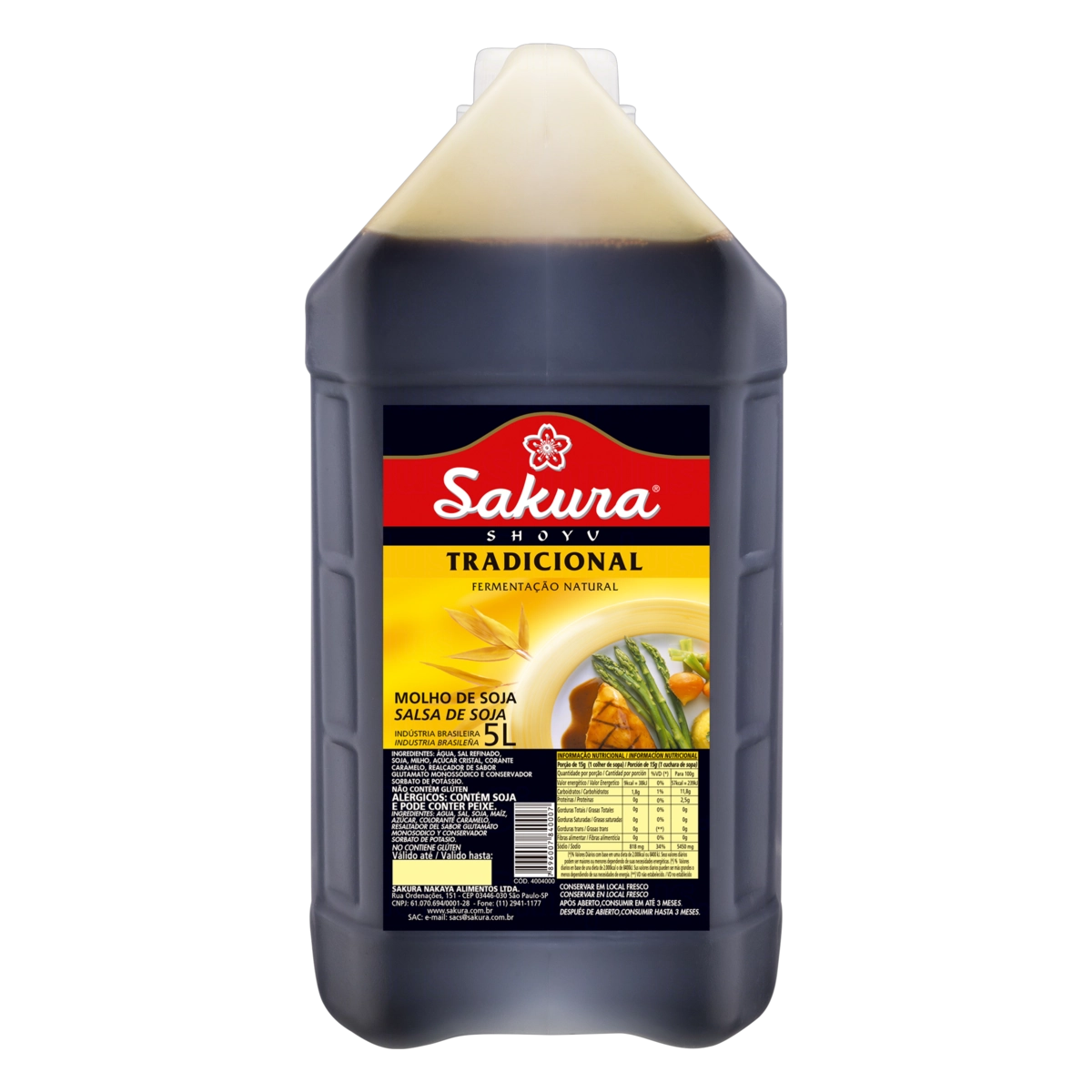 Molho Shoyu Tradicional Sakura Galão 5l