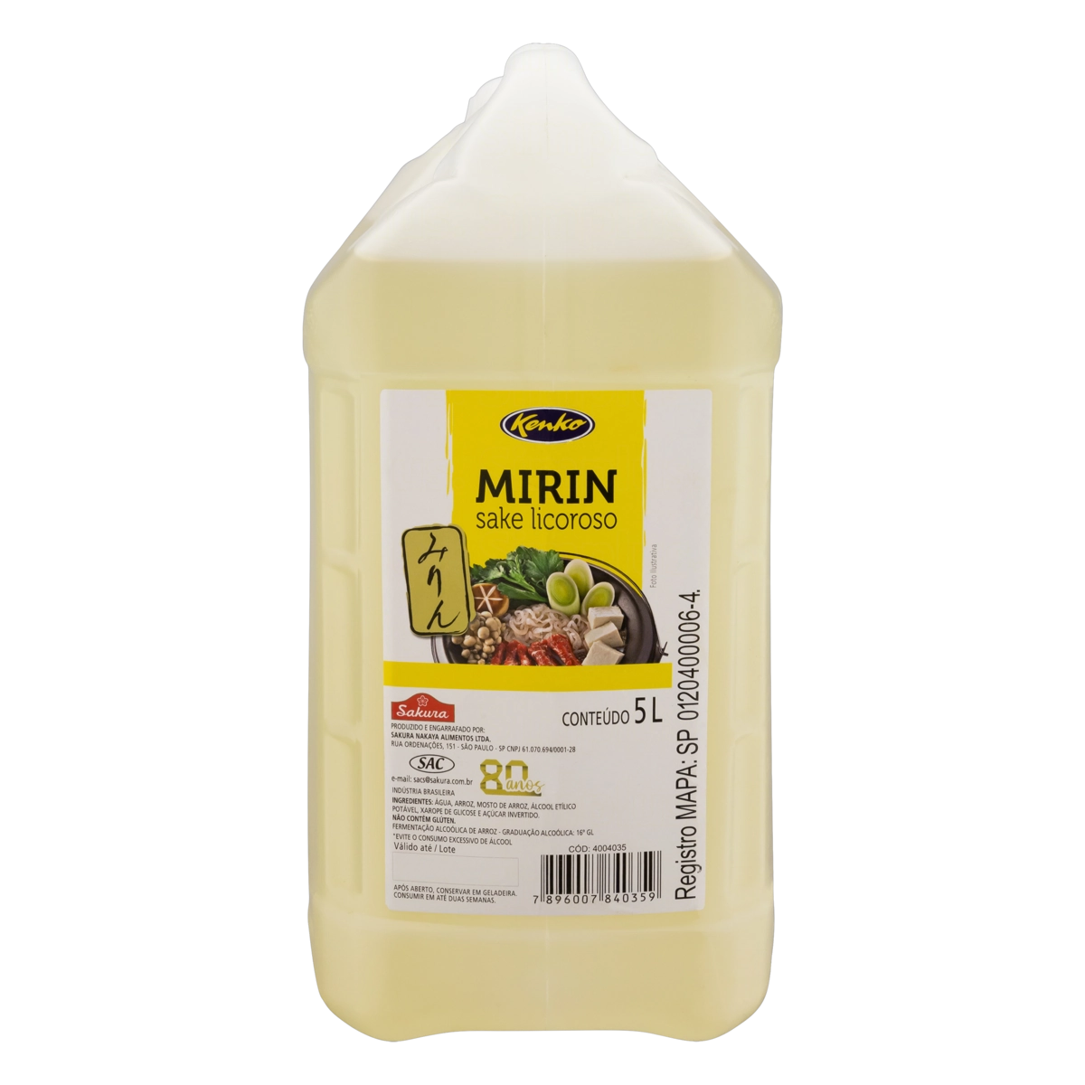Sake Saquê Culinário Mirin Kenko Sakura 05 Litros