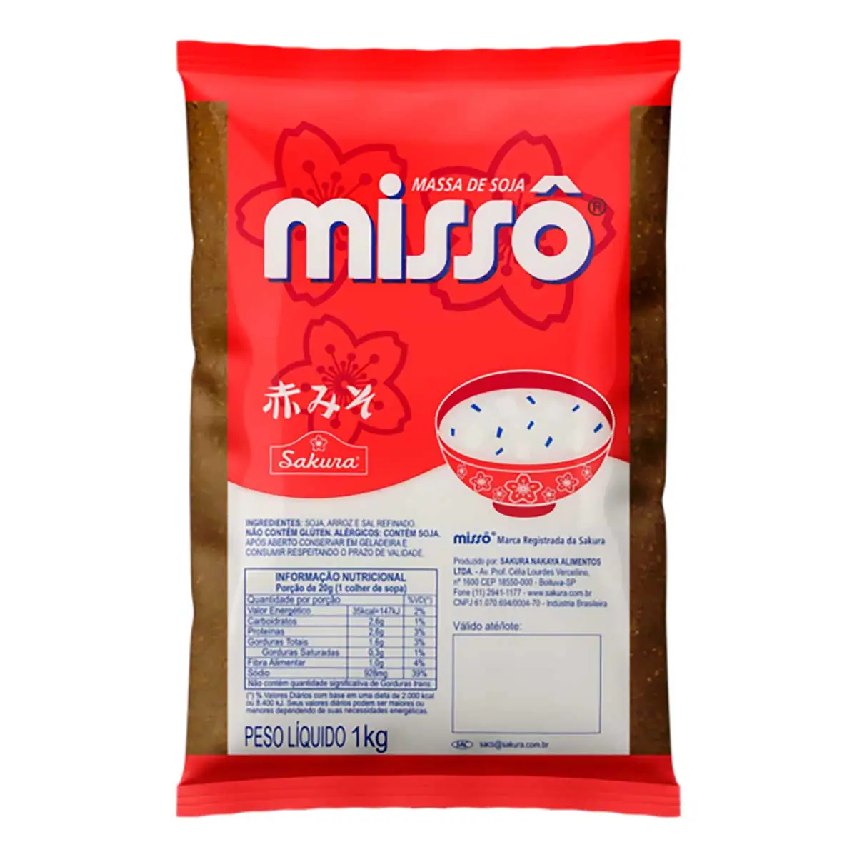Massa de soja Missô pacote de 1Kg
