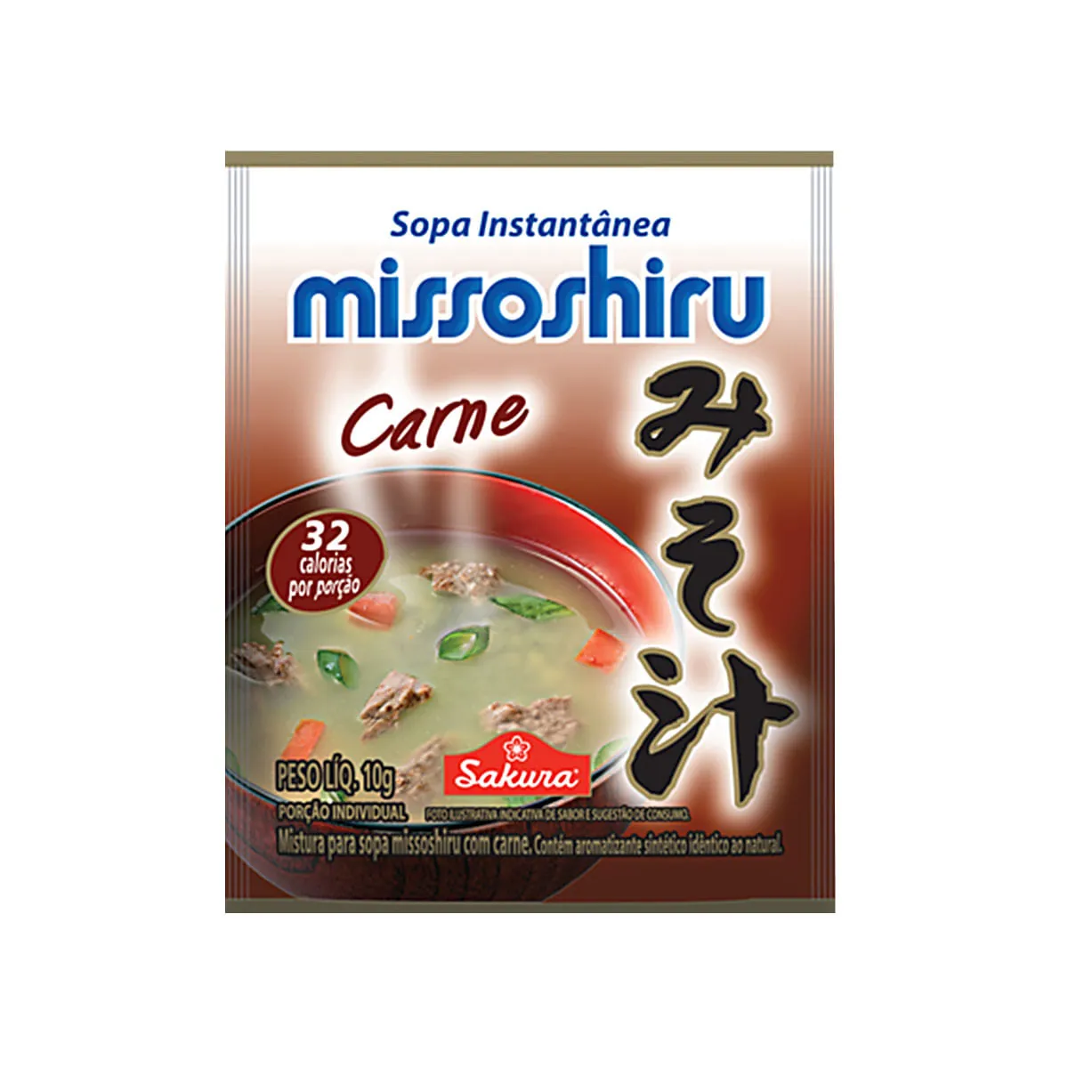 Sopa Instantânea Missoshiru Carne Sakura Caixa 20 Unidades 10g Cada
