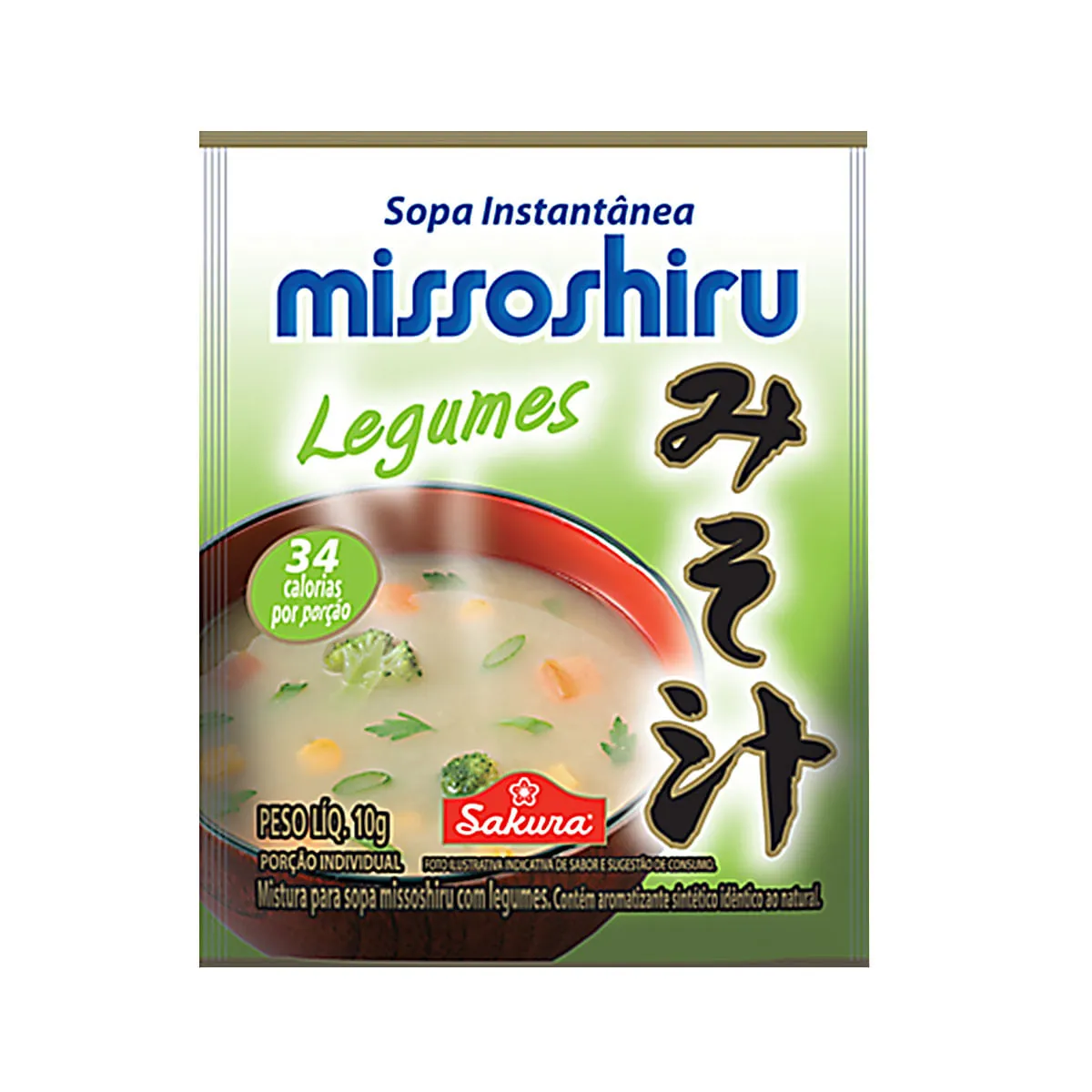 Missoshiru Sopa Instantânea Sabor Legumes Sakura 10g