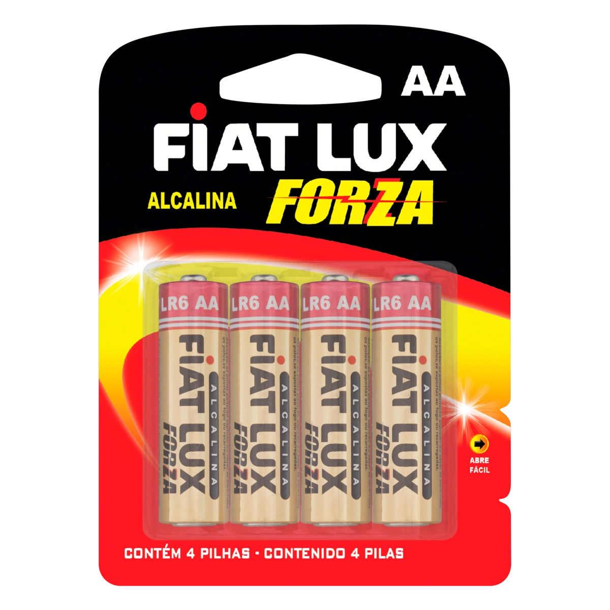 Pilha Alcalina Aa Lr6 Fiat Lux Forza 4 Unidades 1,5v