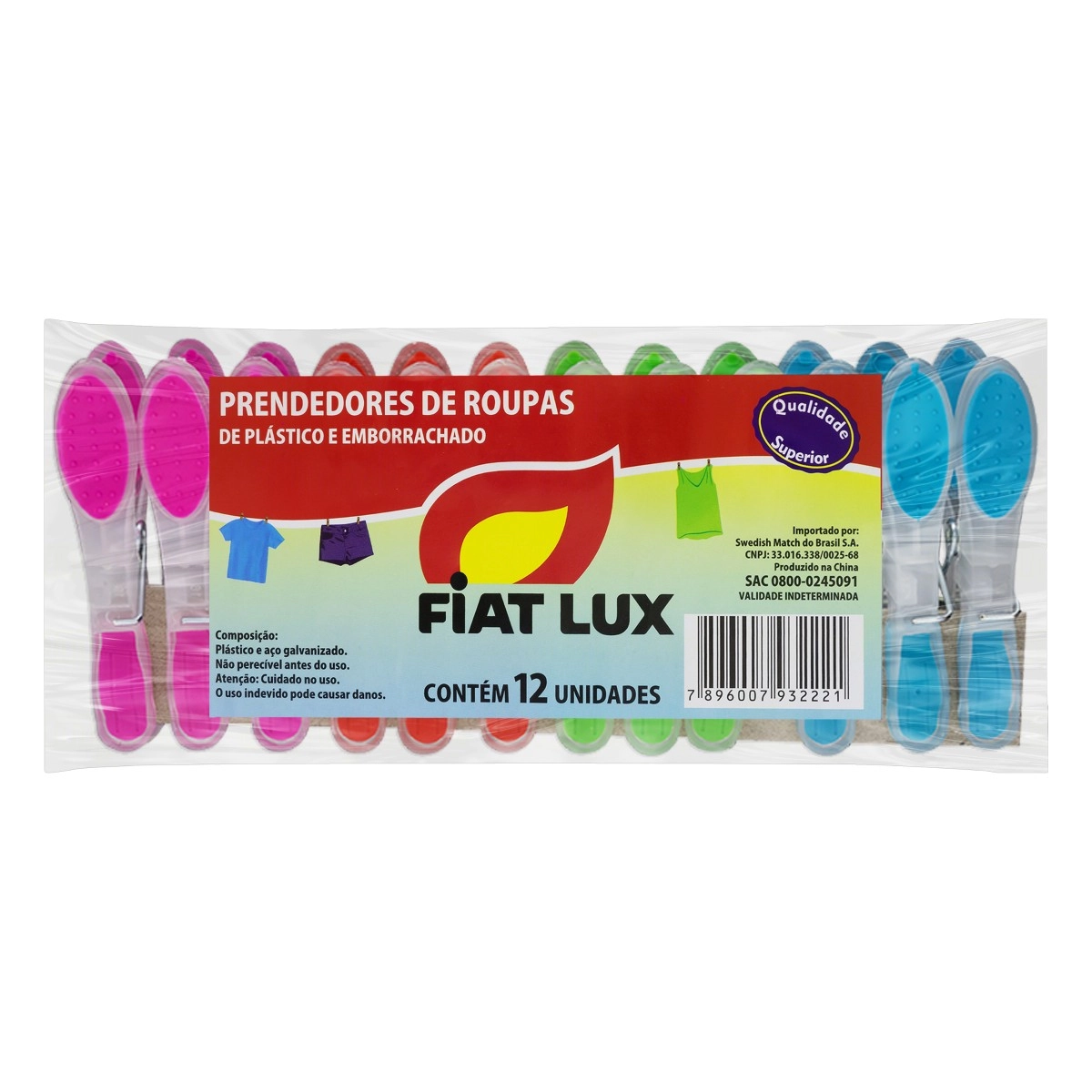 Prendedor De Roupa Emborrachado Plástico Fiat Lux 12 Unidades