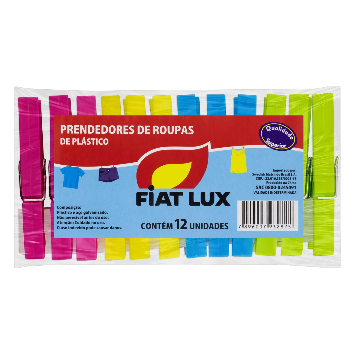 Prendedor De Roupa Plástico Fiat Lux 12 Unidades