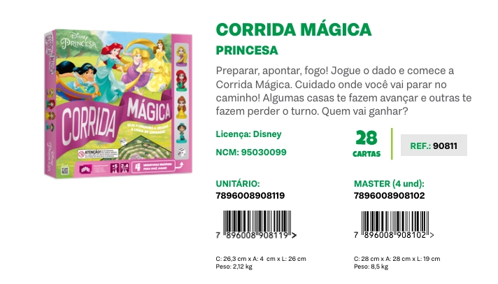 Jogo Corrida Magica Princesas Copag Unidade