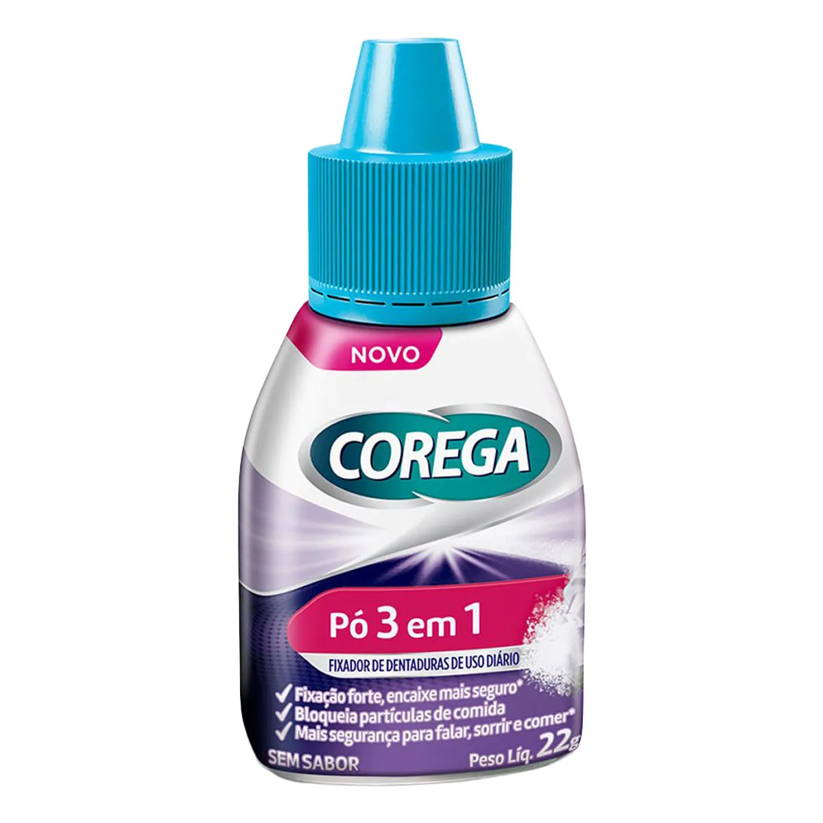 Fixador De Dentadura Pó Sem Sabor Corega Frasco 22g