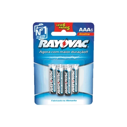Pilha Rayovac Alcalina Palito Aaa 6unidade