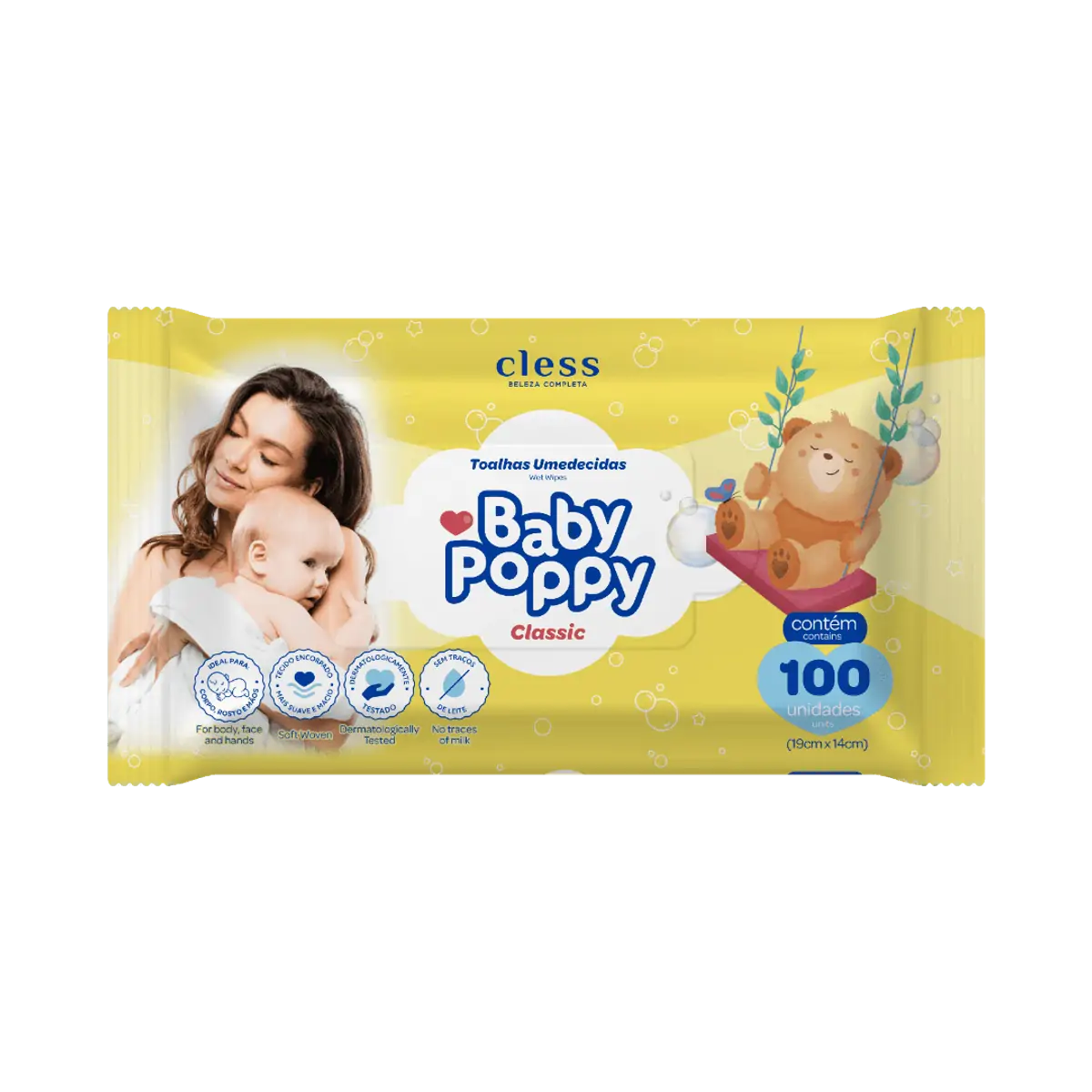 Toalha Umedecida Classic Suave E Macia Baby Poppy Pacote 100 Unidades