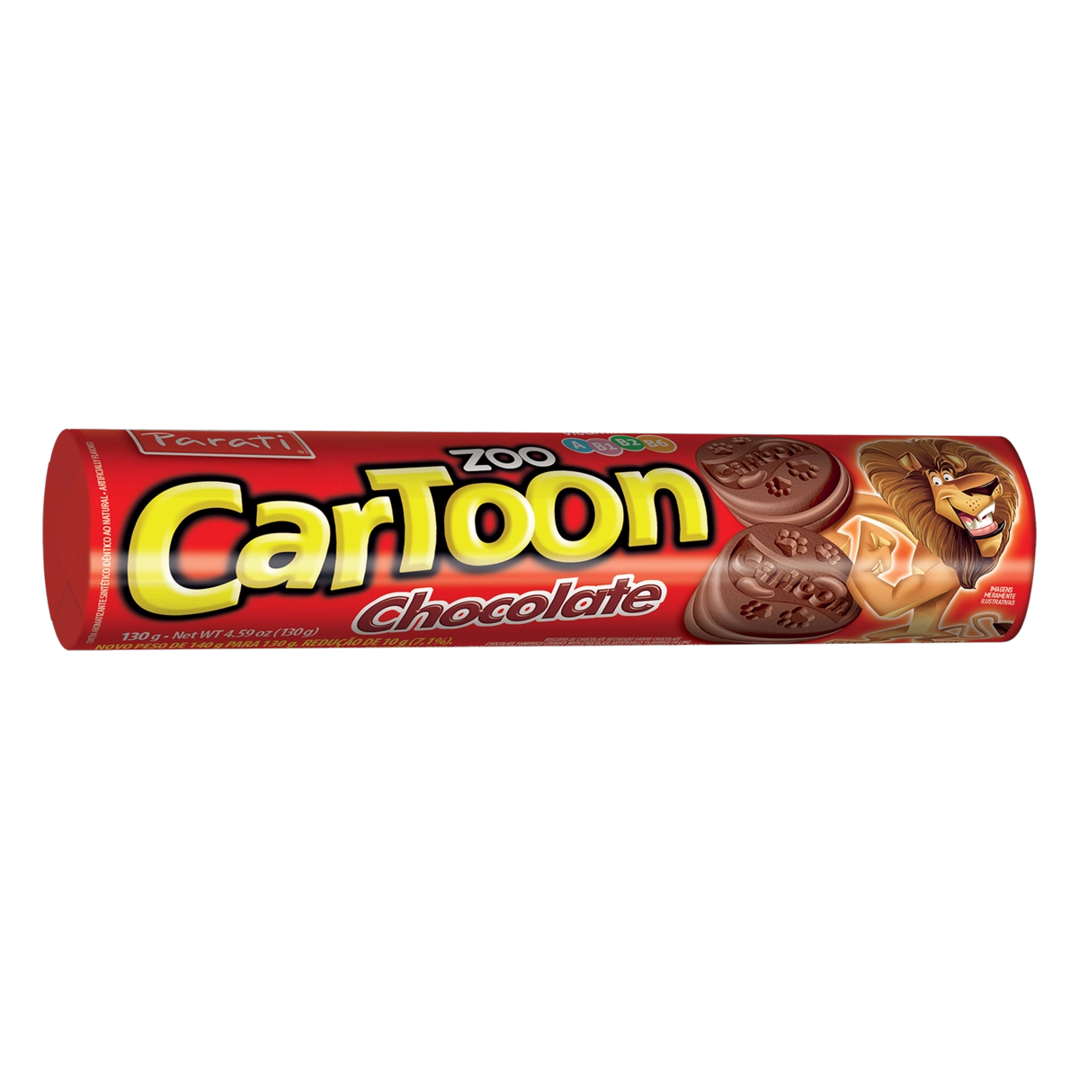 Biscoito Chocolate Recheio Chocolate Zoo Cartoon Pacote 130g