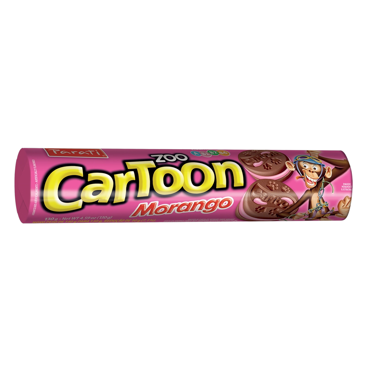 Biscoito Chocolate Recheio Morango Zoo Cartoon Pacote 130g