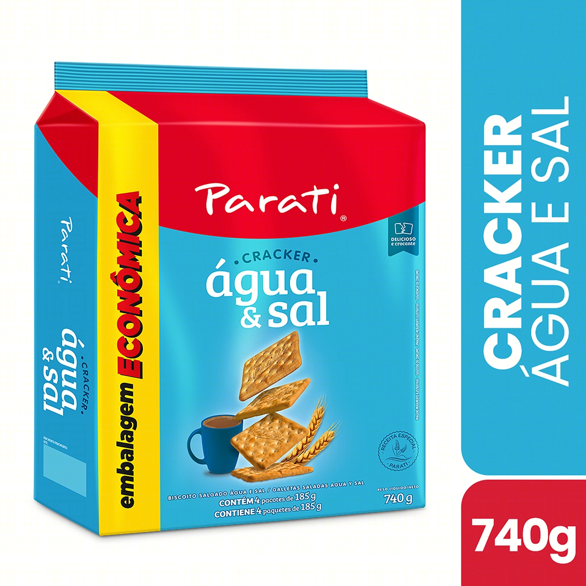 Biscoito água E Sal Parati Pacote 740g Embalagem Econômica