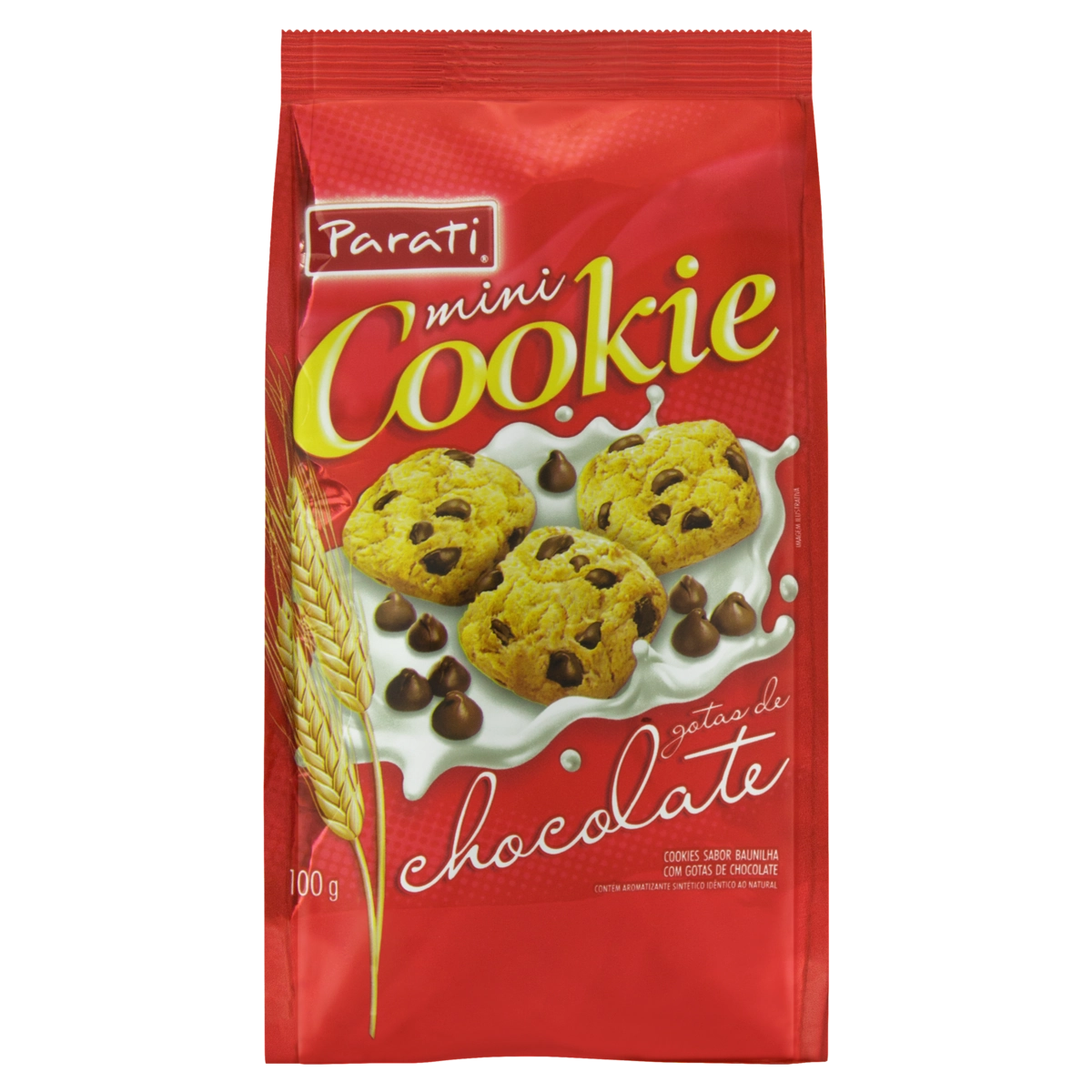 Minibiscoito Cookie Baunilha Com Gotas De Chocolate Parati Pacote 100g