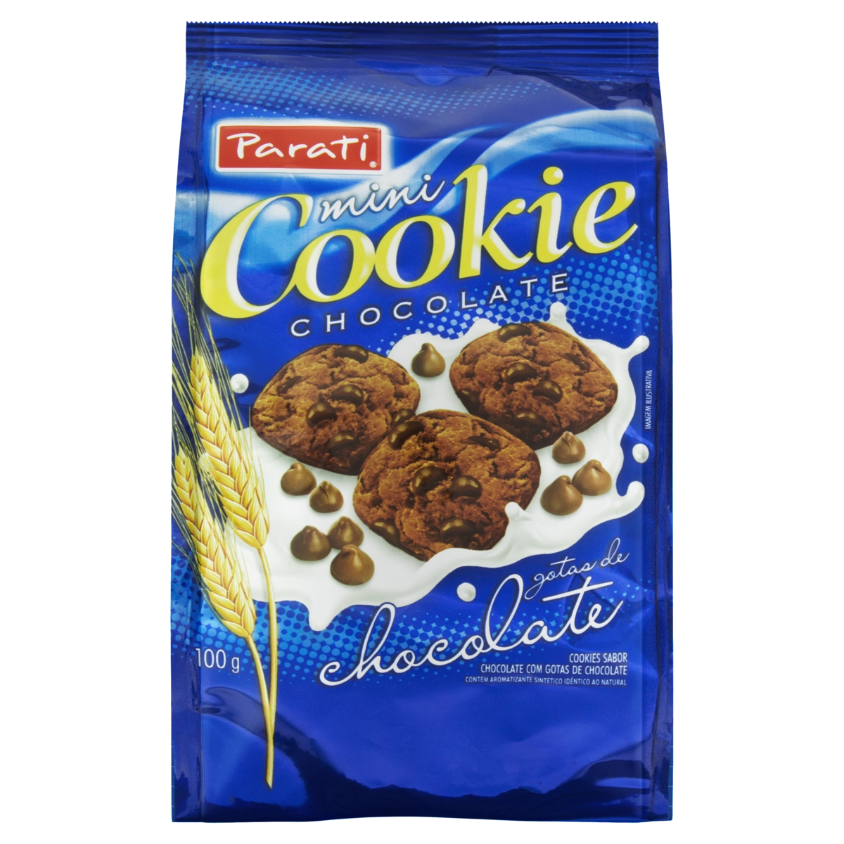 Minibiscoito Cookie Chocolate Com Gotas De Chocolate Parati Pacote 100g