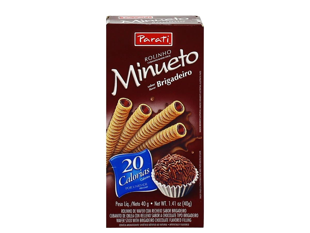 Rolinhos De Wafer Recheio Brigadeiro Minueto Caixa 40g