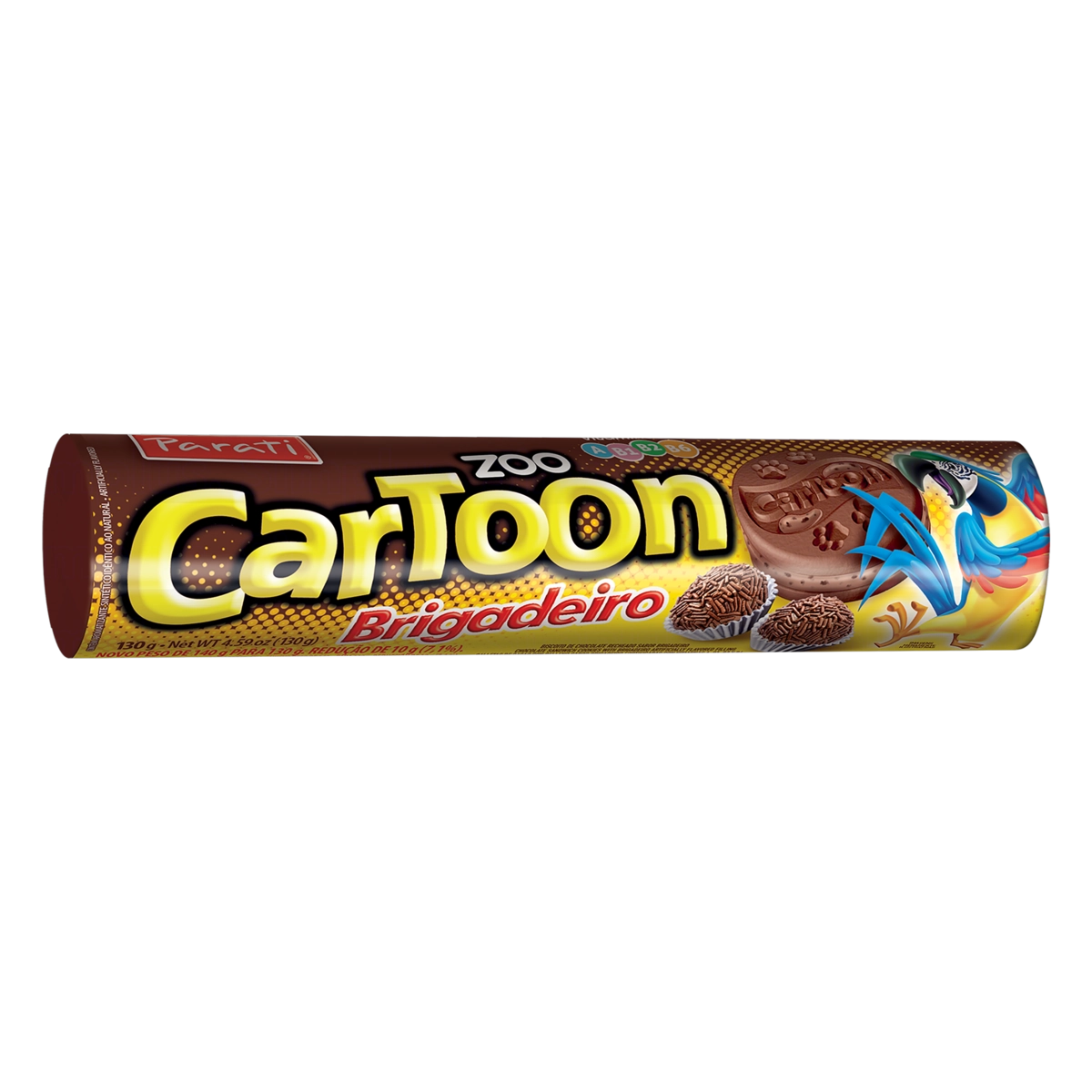 Biscoito Chocolate Recheio Brigadeiro Zoo Cartoon Pacote 130g