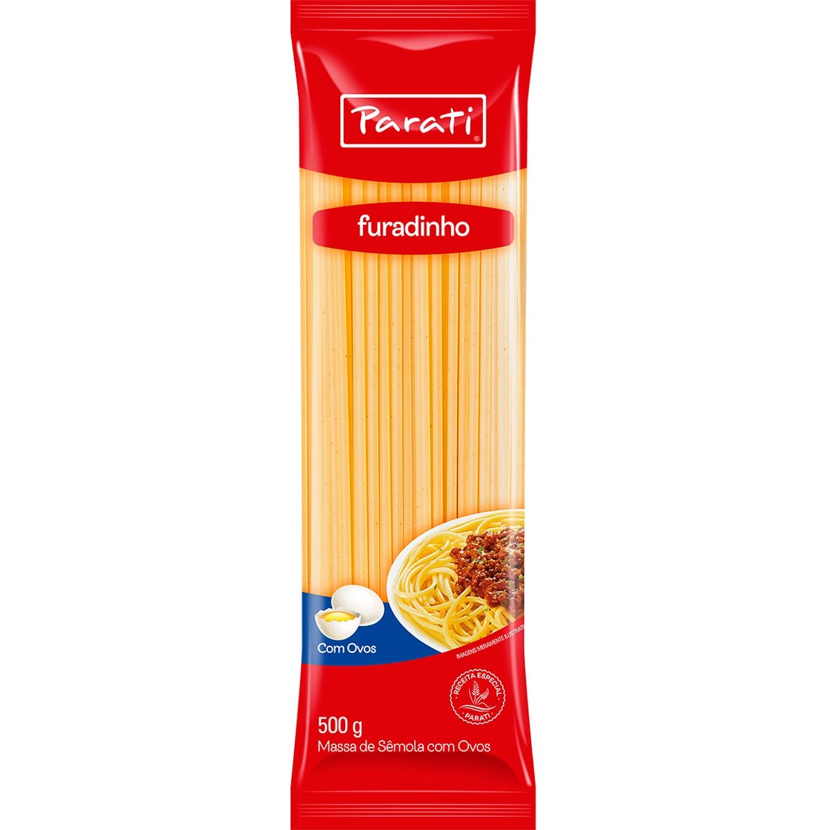 Macarrão De Sêmola Com Ovos Furadinho Parati Pacote 500g