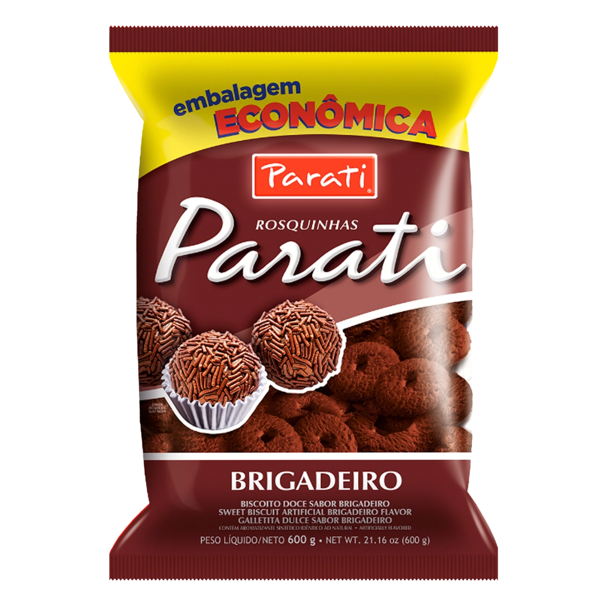 Biscoito Rosquinha Brigadeiro Parati Pacote 600g Embalagem Econômica