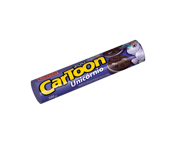 Biscoito Chocolate Recheio Frutas Unicórnio Zoo Cartoon Pacote 130g