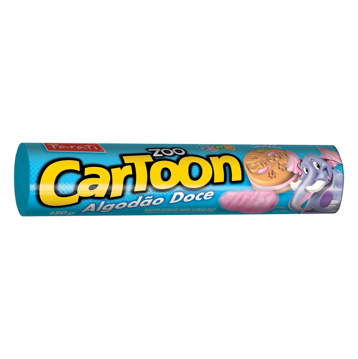 Biscoito Recheio Algodão Doce Zoo Cartoon Pacote 130g