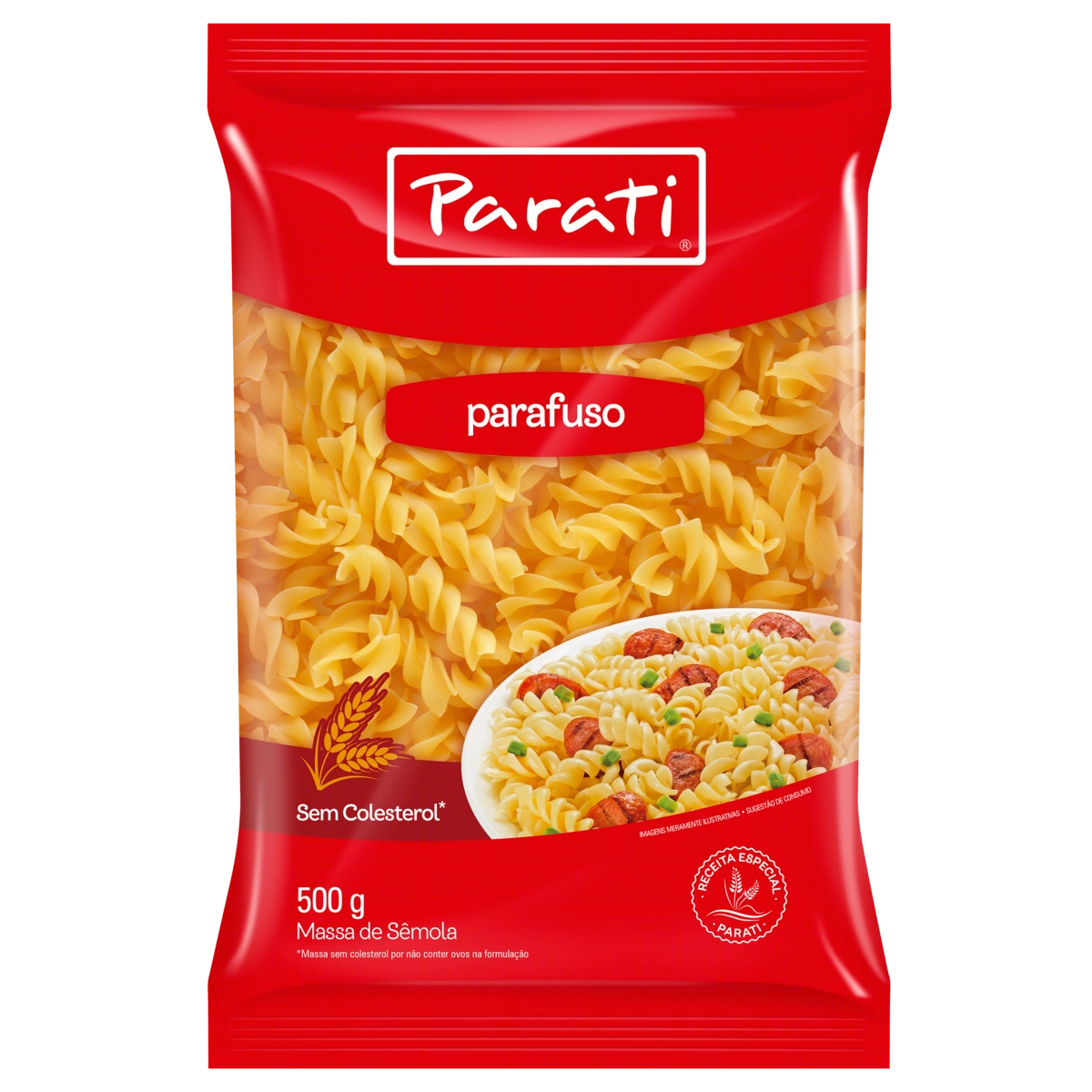 Macarrão De Sêmola Parafuso Parati Pacote 500g