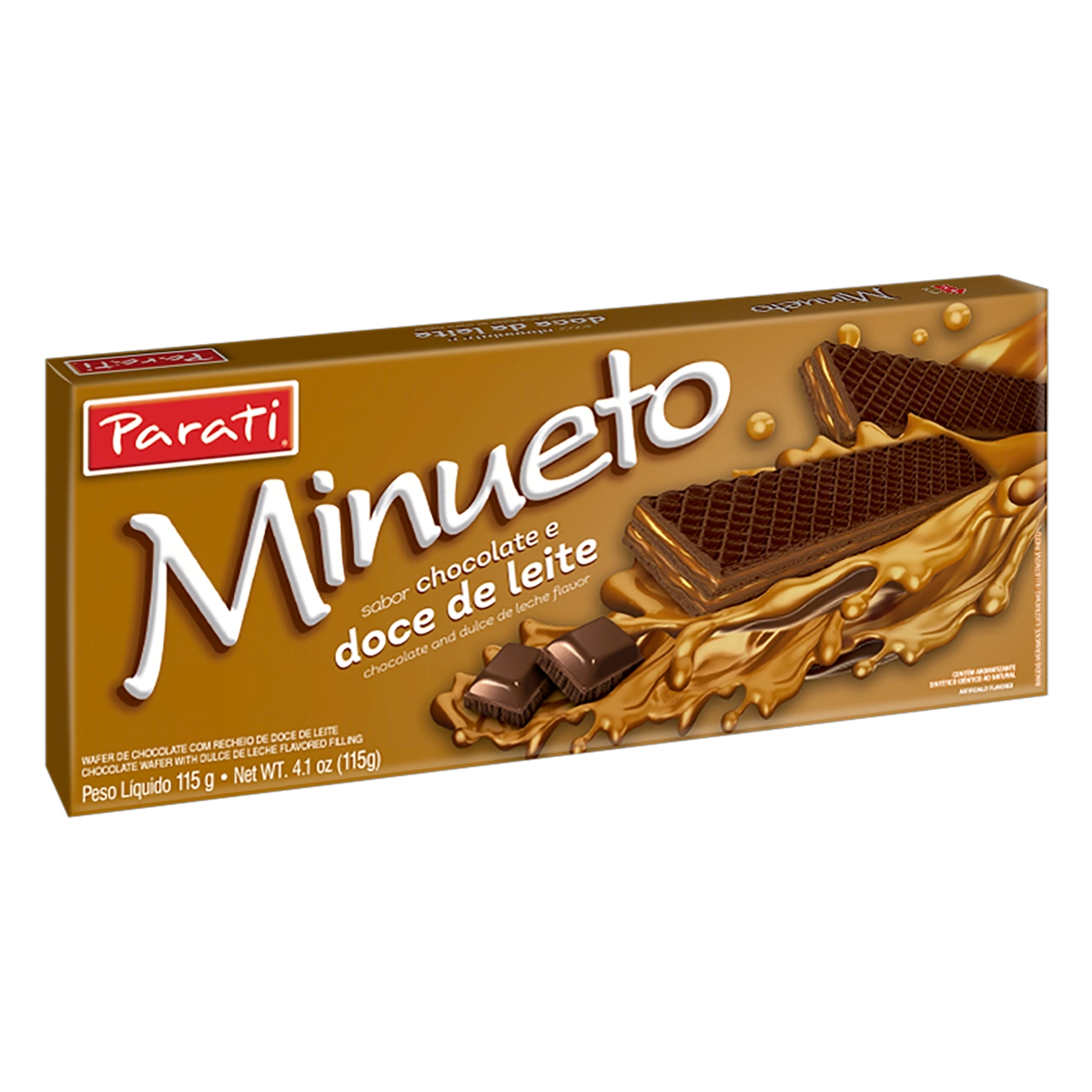 Biscoito Wafer Chocolate Recheio Doce De Leite Minueto Pacote 115g