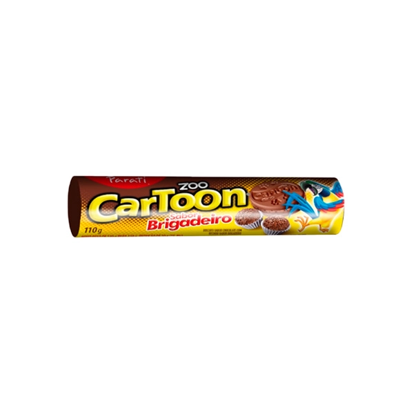 Biscoito Chocolate Recheio Brigadeiro Zoo Cartoon Pacote 110g