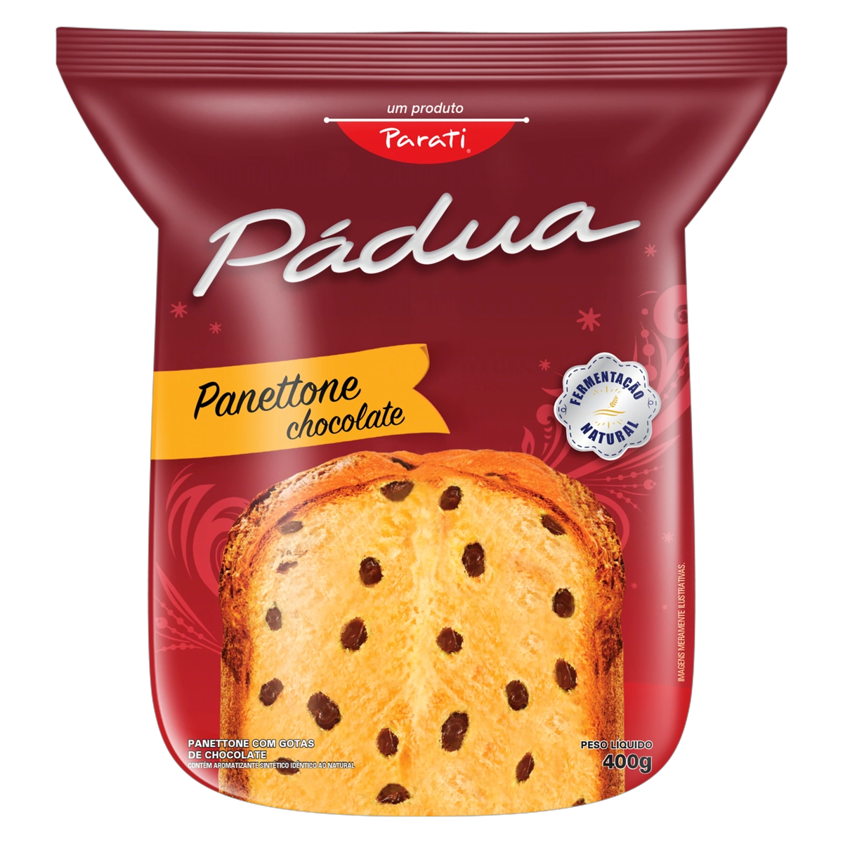 Panettone Com Gotas De Chocolate Pádua Pacote 400g