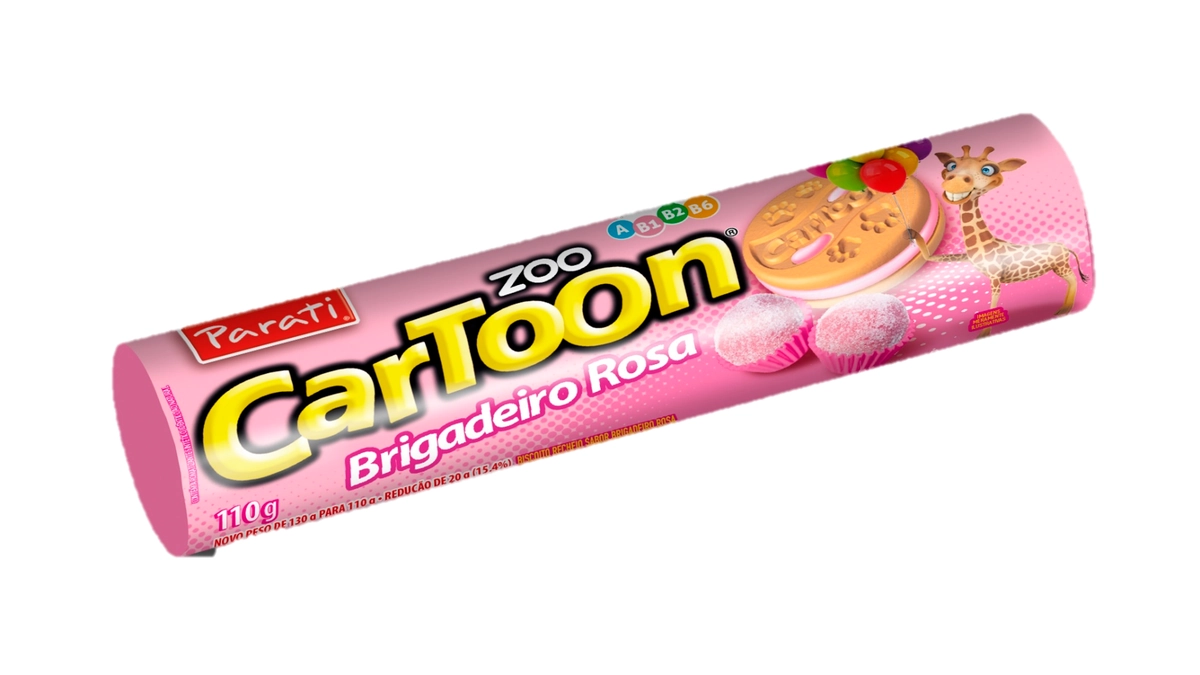 Biscoito Recheio Brigadeiro Rosa Zoo Cartoon Pacote 110g
